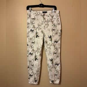 Buffalo David Bitton Floral Skinny Pants - Black White and olive green
